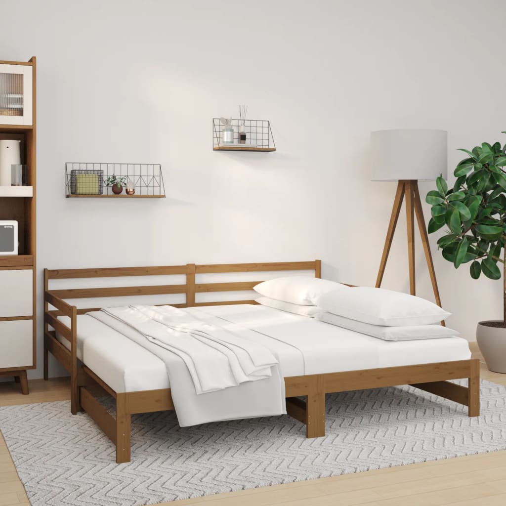 vidaXL Pull-out Day Bed Honey Brown 2x(90x190) cm Solid Wood Pine