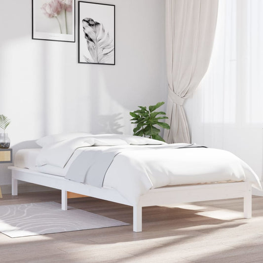 vidaXL Bed Frame White 90x200 cm Solid Wood Pine