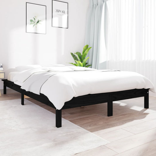 vidaXL Bed Frame Black 120x200 cm Solid Wood Pine