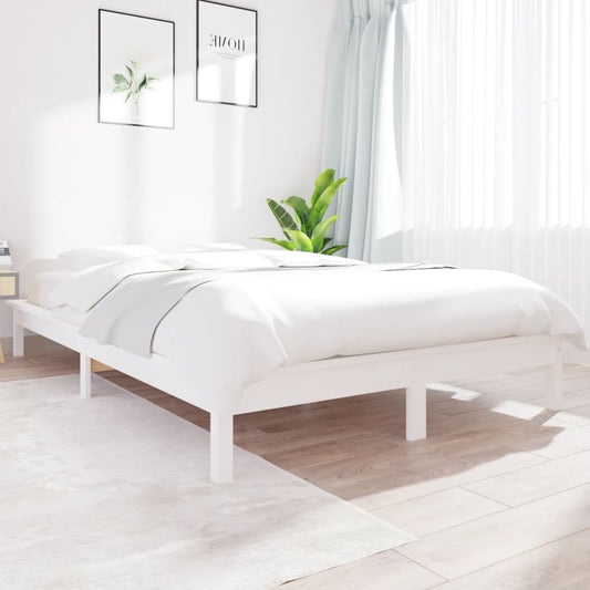 vidaXL Bed Frame White 140x200 cm Solid Wood Pine