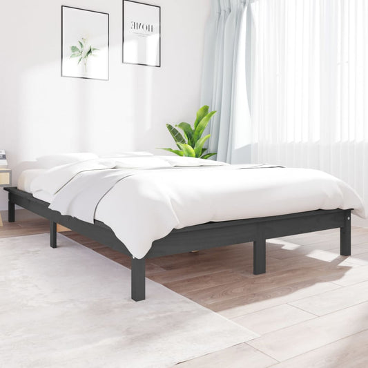 vidaXL Bed Frame Grey 200x200 cm Solid Wood Pine