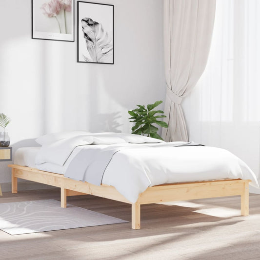 vidaXL Bed Frame 90x190 cm Single Solid Wood Pine