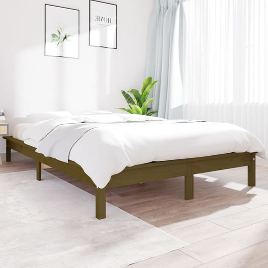 vidaXL Bed Frame Honey Brown 140x190 cm Solid Wood Pine
