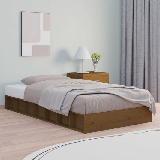 vidaXL Bed Frame Honey Brown 75x190 cm Small Single Solid Wood