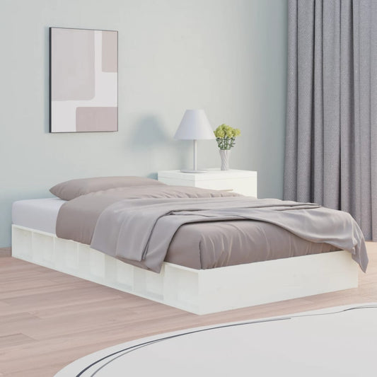 vidaXL Bed Frame White 120x190 cm Small Double Solid Wood