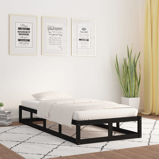 vidaXL Bed Frame Black 90x200 cm Solid Wood
