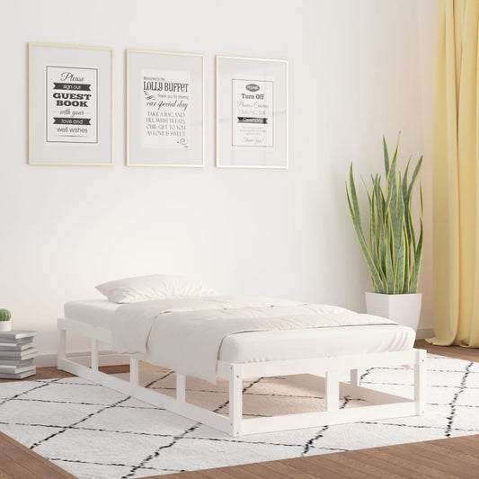vidaXL Bed Frame White 75x190 cm Small Single Solid Wood