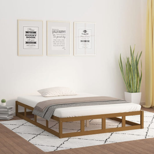 vidaXL Bed Frame Honey Brown 120x190 cm Small Double Solid Wood