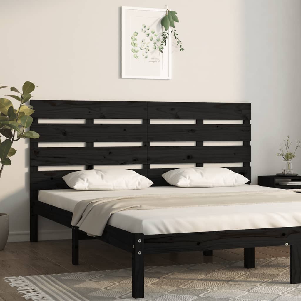 vidaXL Headboard Black 150x3x80 cm Solid Wood Pine
