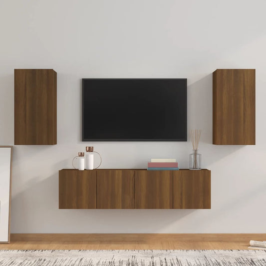 vidaXL 4 Piece TV Cabinet Set Brown Oak Engineered Wood