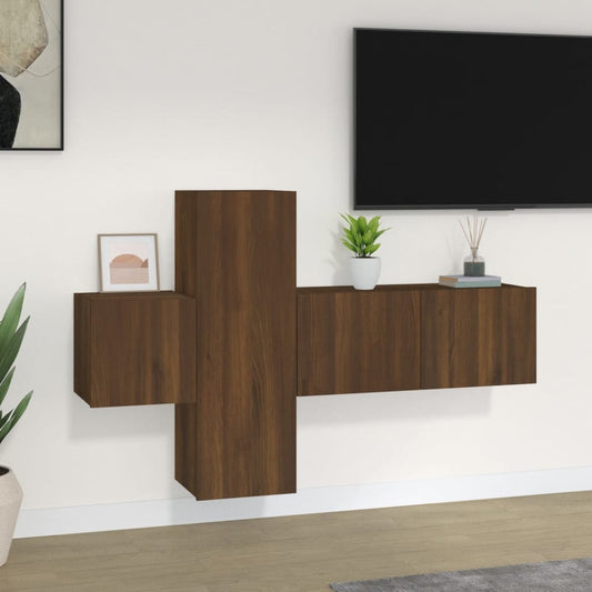 vidaXL 3 Piece TV Cabinet Set Brown Oak Engineered Wood