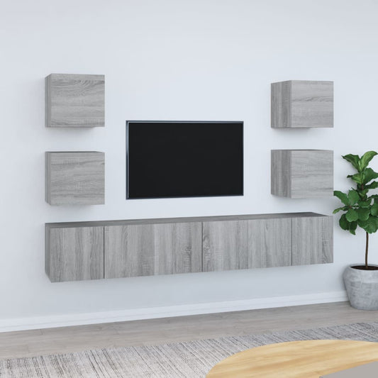 vidaXL 7 Piece TV Cabinet Set Grey Sonoma Engineered Wood