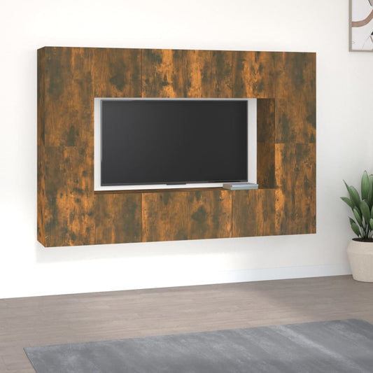 vidaXL 8 Piece TV Cabinet Set Smoked Oak Engineered Wood