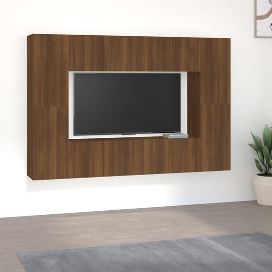 vidaXL 8 Piece TV Cabinet Set Brown Oak Engineered Wood