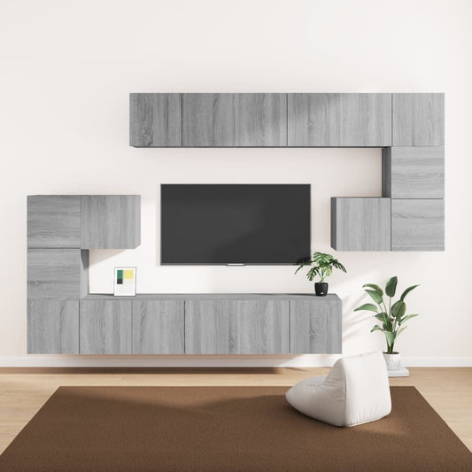 vidaXL 10 Piece TV Cabinet Set Grey Sonoma Engineered Wood