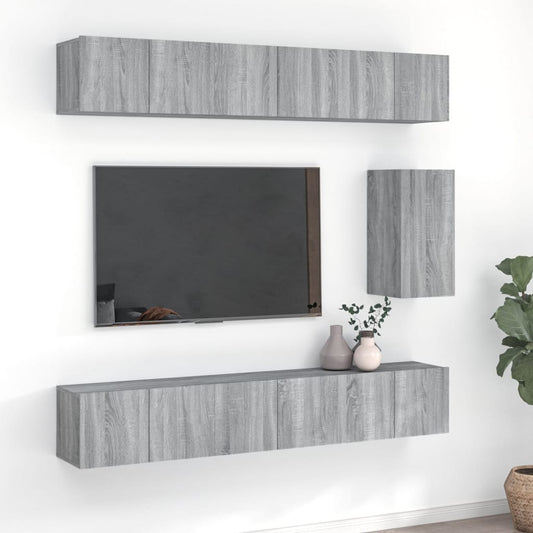 vidaXL 7 Piece TV Cabinet Set Grey Sonoma Engineered Wood