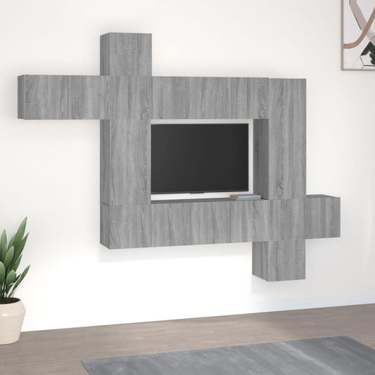 vidaXL 10 Piece TV Cabinet Set Grey Sonoma Engineered Wood