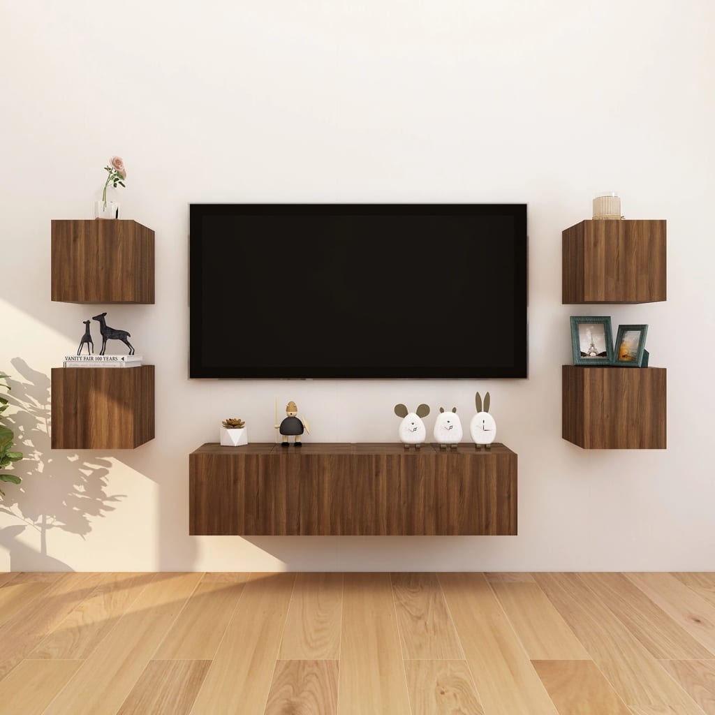 vidaXL Wall-mounted TV Cabinets 8 pcs Brown Oak 30.5x30x30 cm