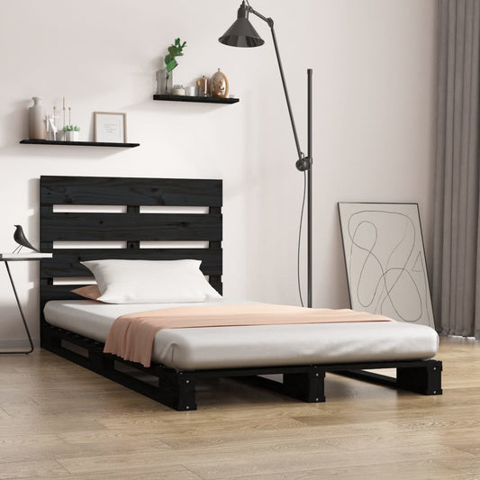 vidaXL Bed Frame Black 100x200 cm Solid Wood Pine