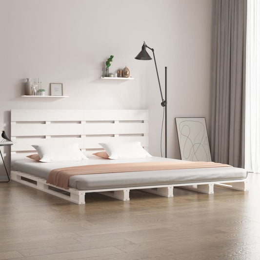 vidaXL Bed Frame White 200x200 cm Solid Wood Pine