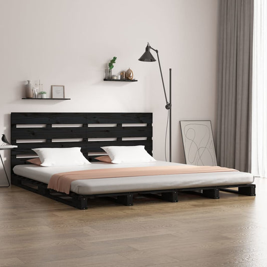 vidaXL Bed Frame Black 135x190 cm Solid Wood Pine Double