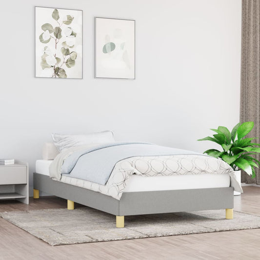 vidaXL Bed Frame Light Grey 90x190 cm Single Fabric