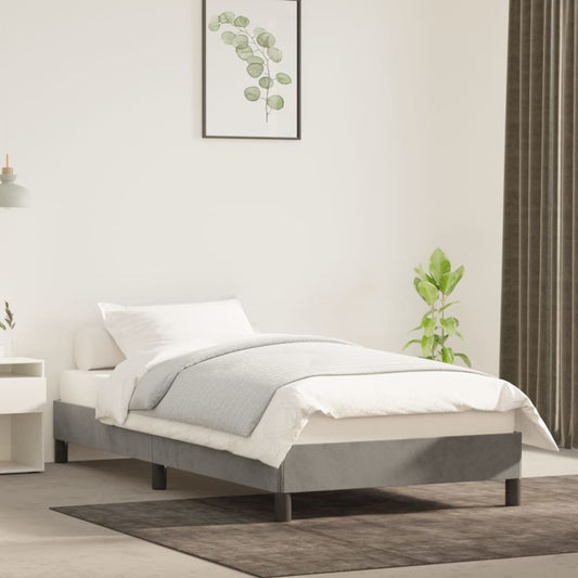 vidaXL Bed Frame Light Grey 90x190 cm Single Velvet