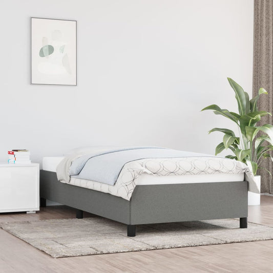 vidaXL Bed Frame Dark Grey 90x190 cm Single Fabric