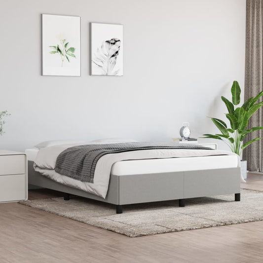 vidaXL Bed Frame Light Grey 135x190 cm Double Fabric
