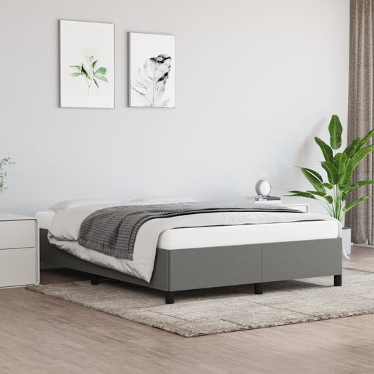 vidaXL Bed Frame Dark Grey 135x190 cm Double Fabric