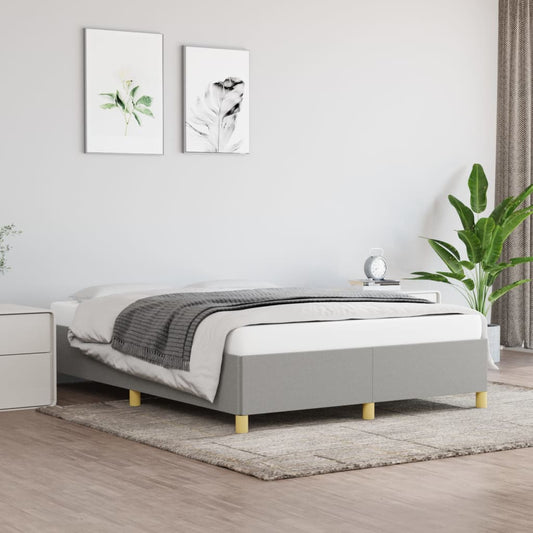 vidaXL Bed Frame Light Grey 135x190 cm Double Fabric