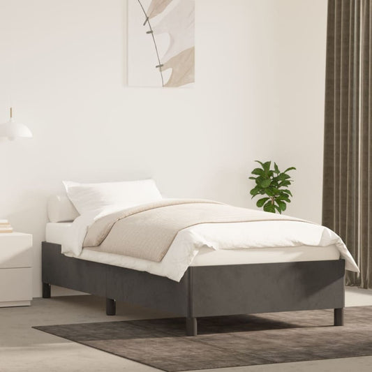 vidaXL Bed Frame Dark Grey 90x190 cm Single Velvet