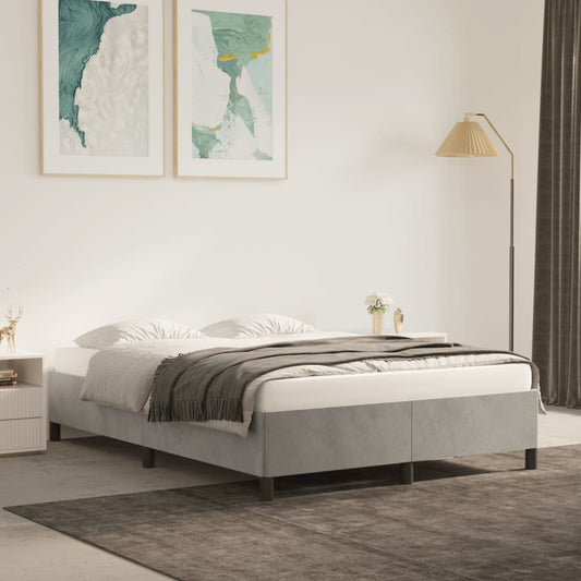 vidaXL Bed Frame Light Grey 135x190 cm Double Velvet