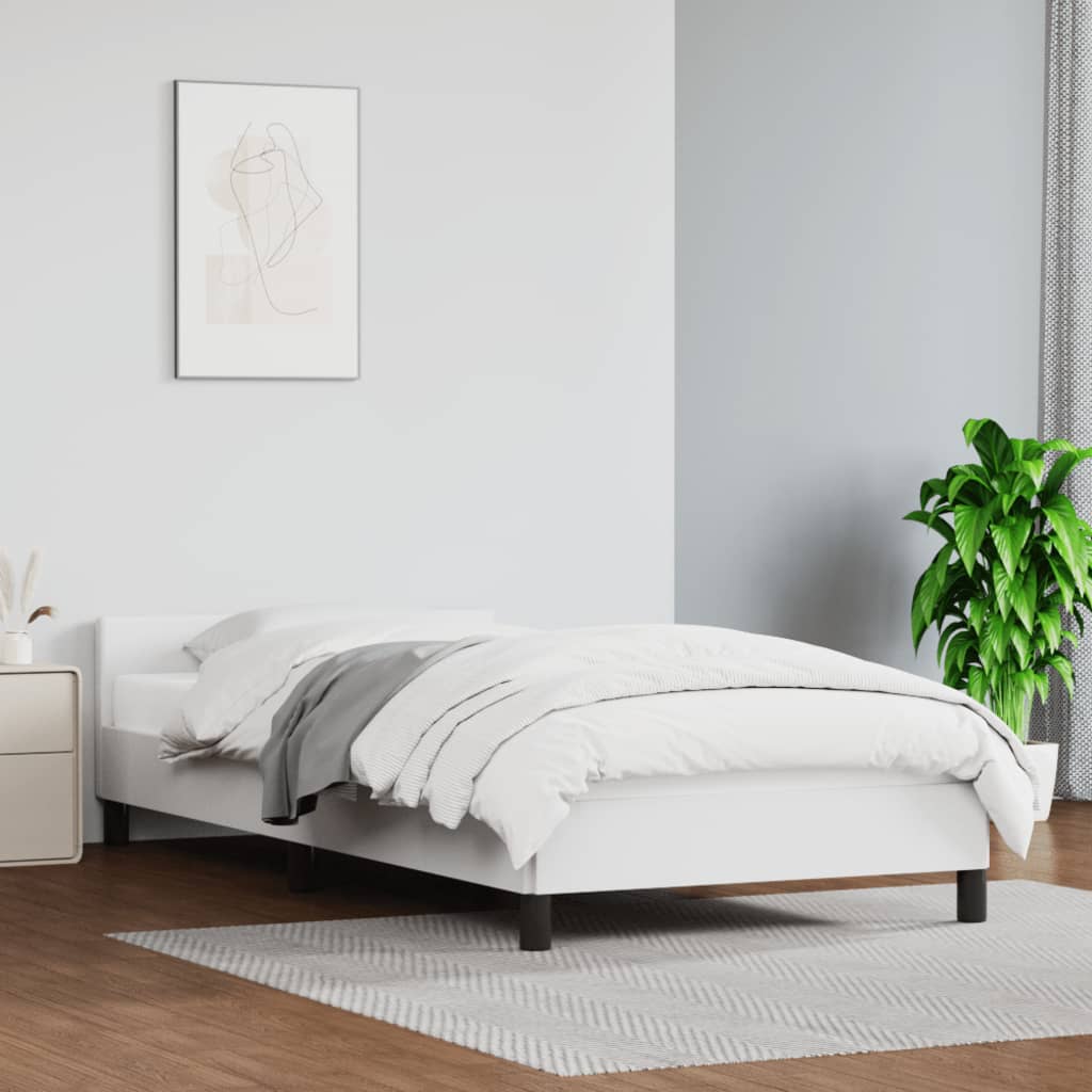 vidaXL Bed Frame with Headboard White 90x190cm Single Faux Leather