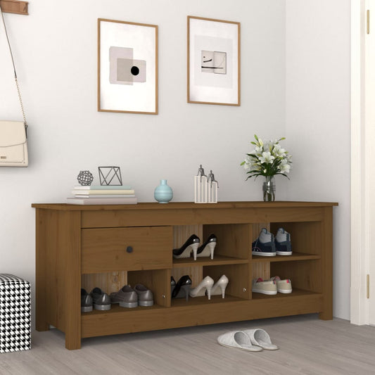 vidaXL Shoe Cabinet Honey Brown 110x38x45.5 cm Solid Wood Pine