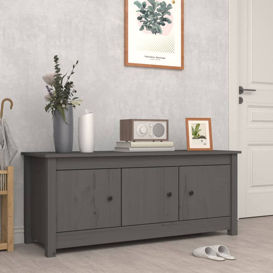 vidaXL Shoe Cabinet Grey 110x38x45.5 cm Solid Wood Pine