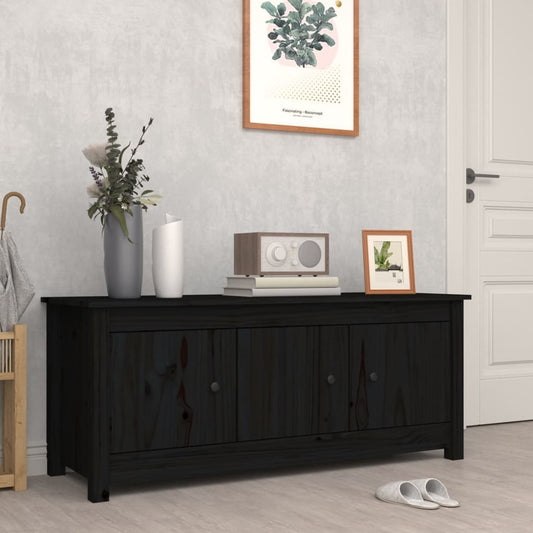 vidaXL Shoe Cabinet Black 110x38x45.5 cm Solid Wood Pine