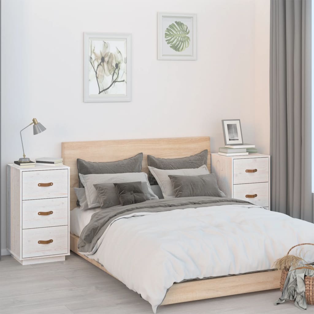 vidaXL Bedside Cabinets 2 pcs White 40x40x75 cm Solid Wood Pine