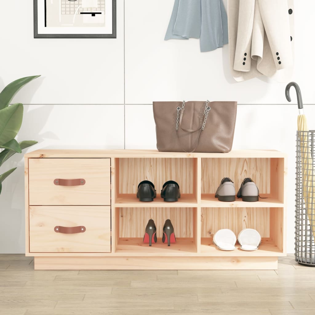 vidaXL Shoe Bench 100x34x45 cm Solid Wood Pine