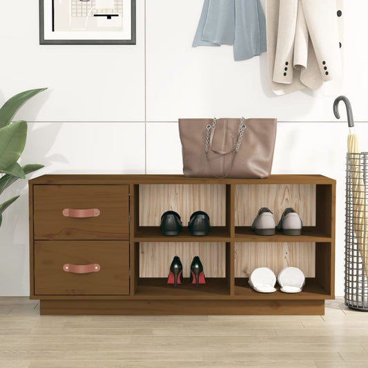 vidaXL Shoe Bench Honey Brown 100x34x45 cm Solid Wood Pine