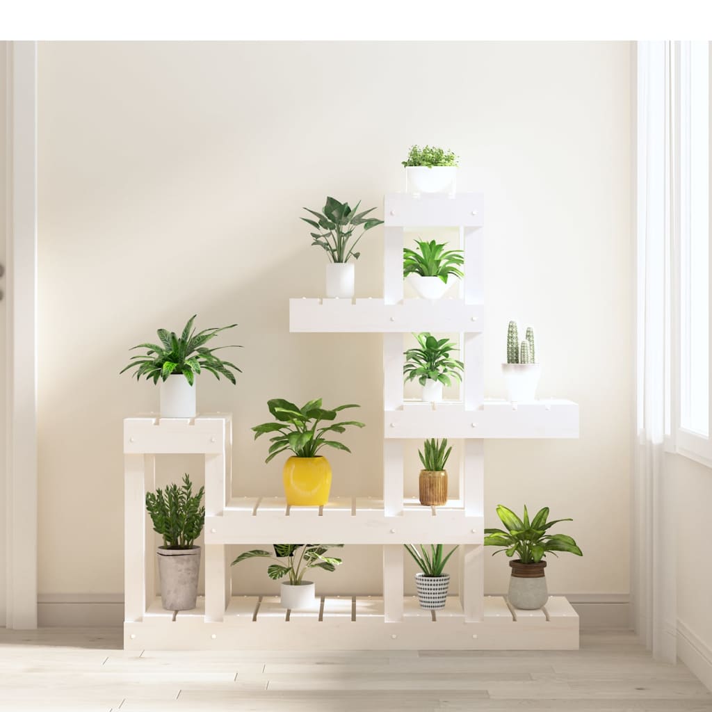 vidaXL Plant Stand White 92x25x97 cm Solid Wood Pine