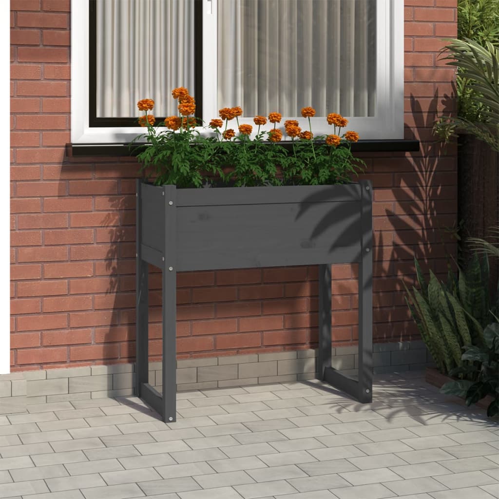 vidaXL Planter Grey 78x40x81 cm Solid Wood Pine