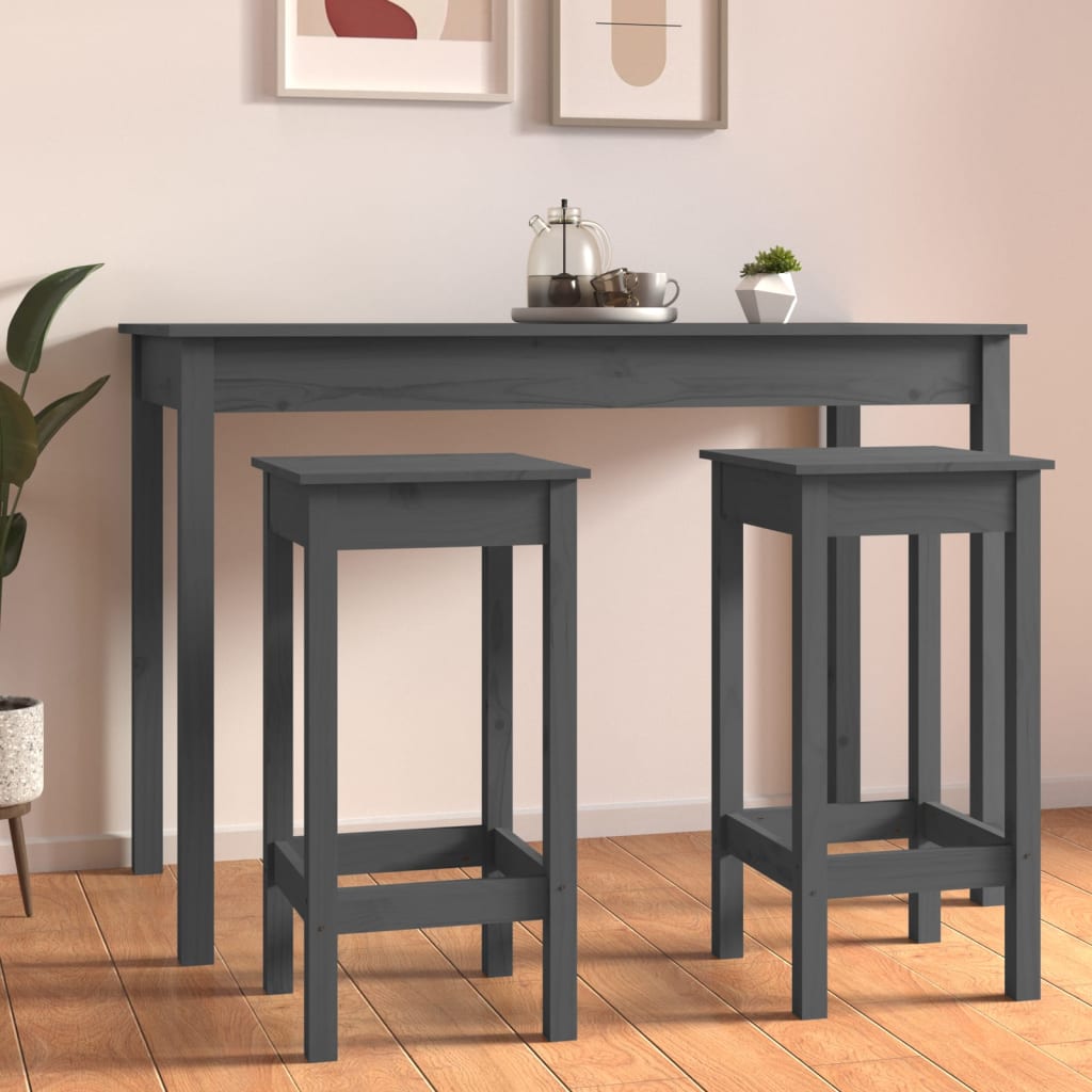 vidaXL Bar Chairs 2 pcs Grey 40x40x78 cm Solid Wood Pine