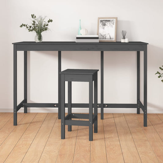 vidaXL Bar Table Grey 180x80x110 cm Solid Wood Pine