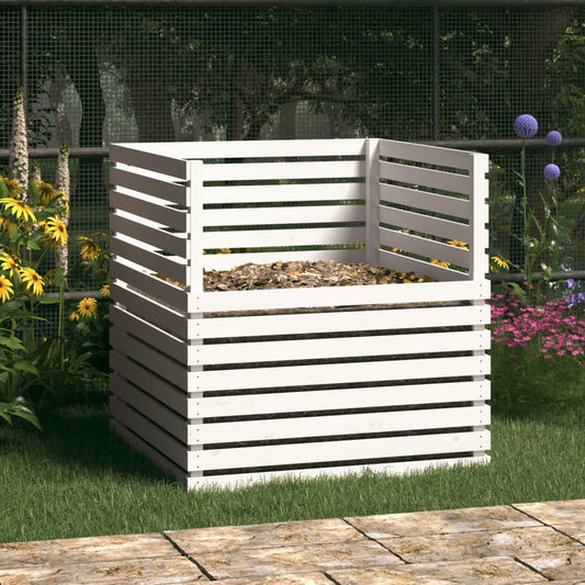 vidaXL Composter White 100x100x102 cm Solid Wood Pine