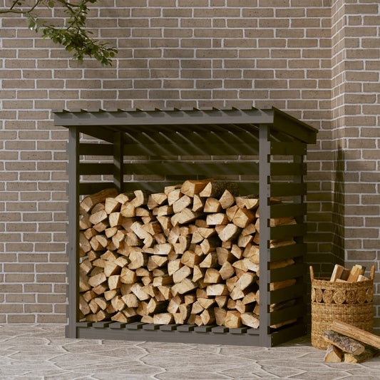 vidaXL Firewood Rack Grey 108x73x108 cm Solid Wood Pine