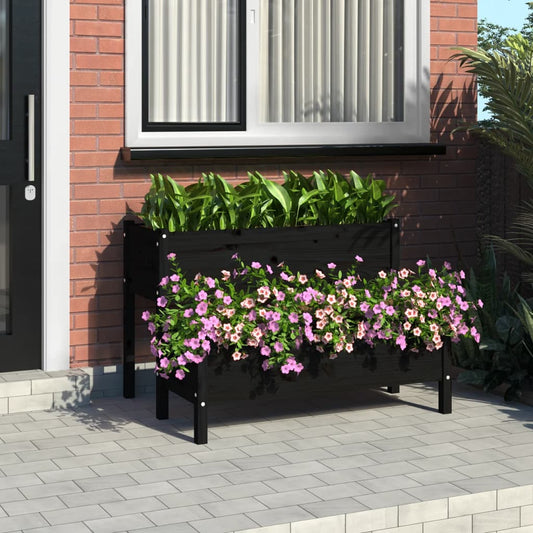 vidaXL Planter Black 110x84x75 cm Solid Wood Pine