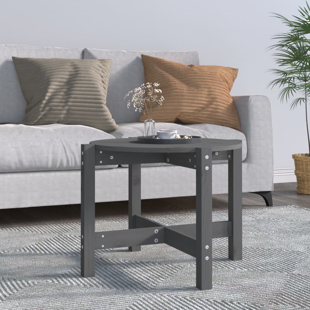 vidaXL Coffee Table Grey íÖ 62.5x45 cm Solid Wood Pine