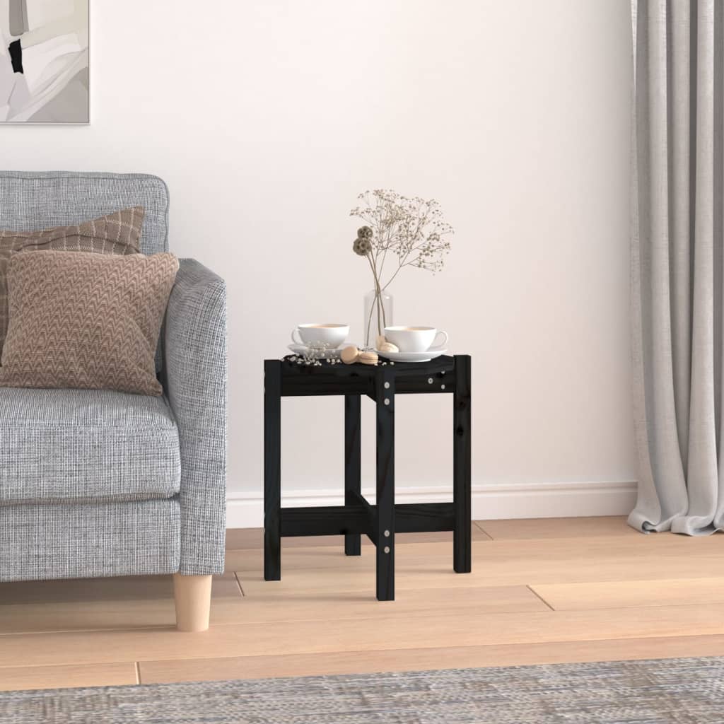 vidaXL Coffee Table Black íÖ 42.5x45 cm Solid Wood Pine