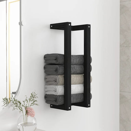 vidaXL Towel Rack Black 23x18x60 cm Solid Wood Pine